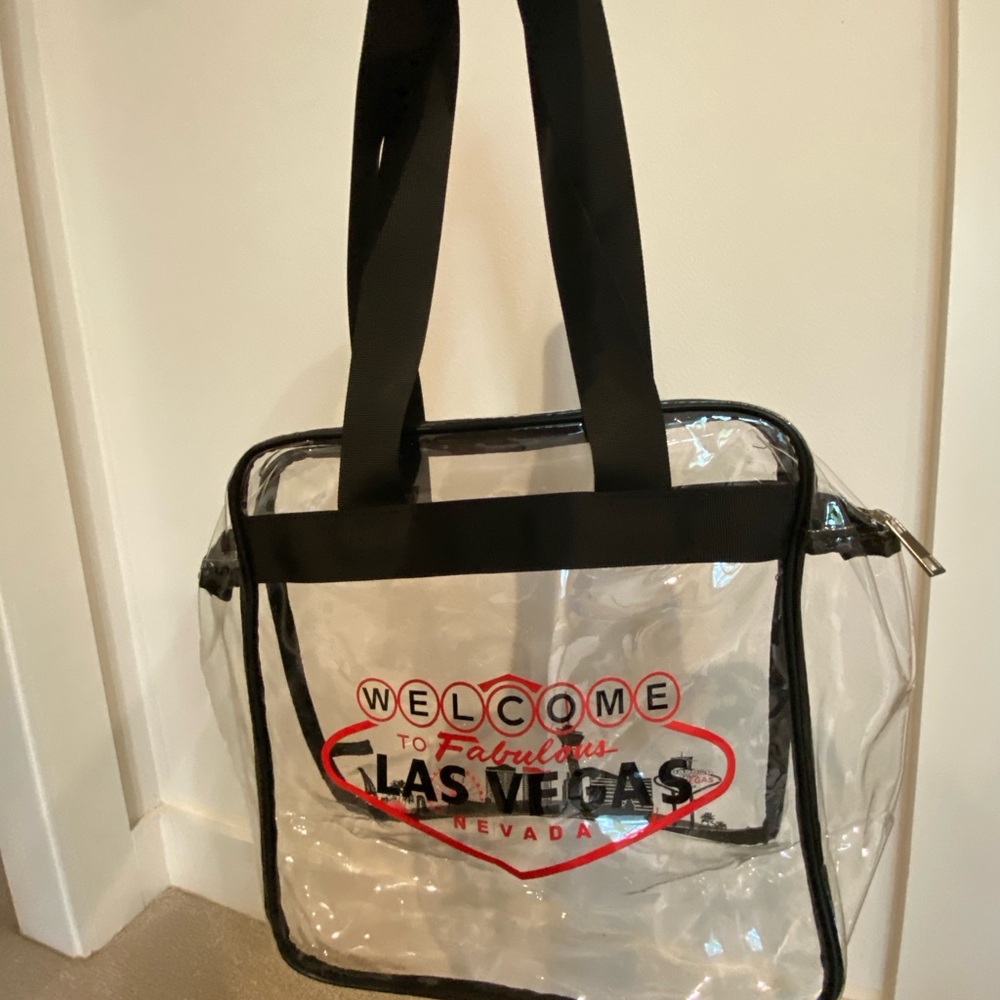Clear Las Vegas Tote Bag with Black Straps